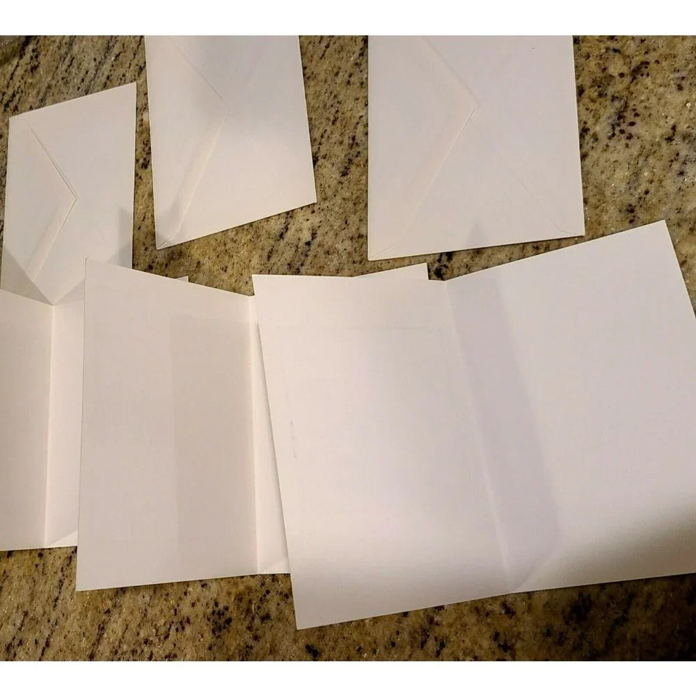 3 Kano Tanyu Blank Cards. Shimmer. Butterfly Mallow, Sparrows, Crane Lotus Pond